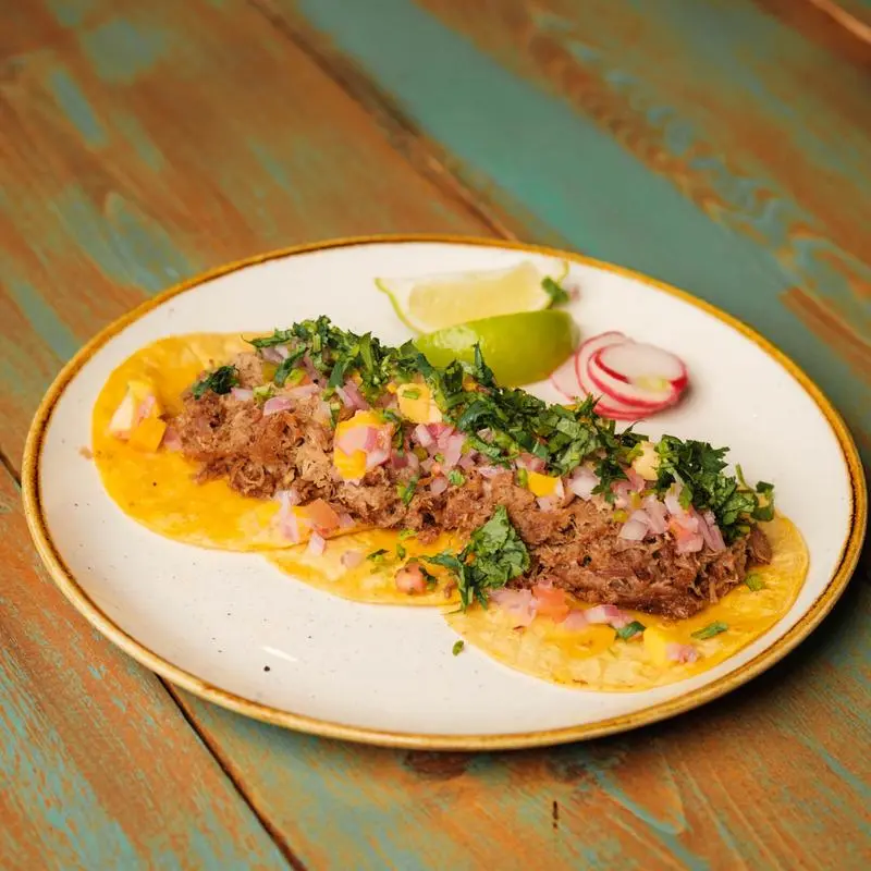 Delicious Carnitas Tacos at The Three Amigos in Edmonton, AB